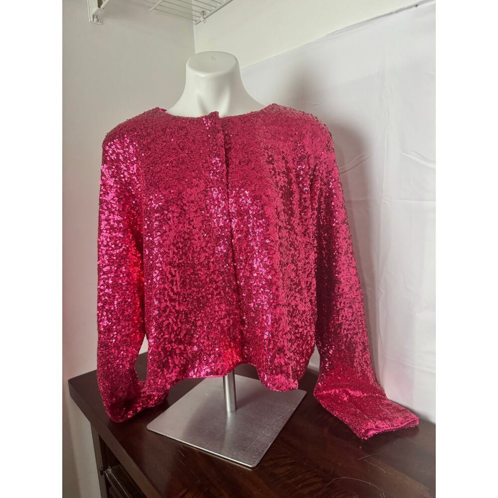 Good American Sequin Cardigan in Ballerina Pink, Size 4XL, NWT - Picture 2 of 12